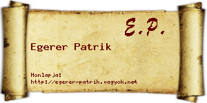 Egerer Patrik névjegykártya